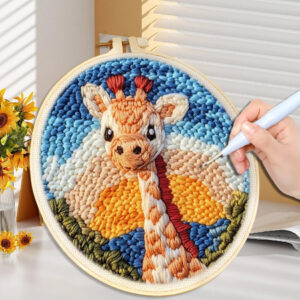 Kit de Punch Needle Débutant – Animal Mignon avec Cercle à Broder