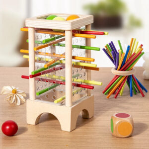 Jeu de Bâtonnets en Bois Montessori – Jeu d’Adresse et d’Interaction Parent-Enfant