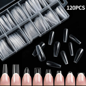 120pcs Capsules Ongles Transparentes – Forme Coffin/Ovale/Carrée, Soft Gel Full Cover, Extensions & Press-On Professionnelles