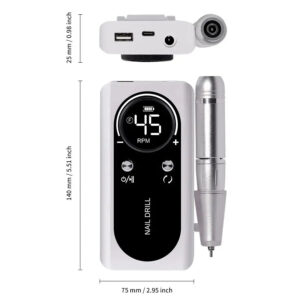 Ponceuse à Ongles Professionnelle 45 000 RPM – Machine Portable Rechargeable à Faible Bruit