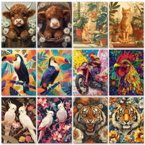Peinture à Numéros “Tigre Majestueux” – Kit DIY sur Toile