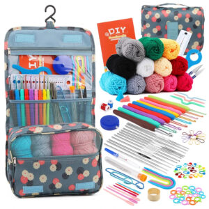 Kit de Crochet et Tricot Professionnel – Ensemble complet d’accessoires avec pochette de rangement
