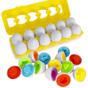 Matching Eggs Montessori – 12 Œufs Colorés pour Reconnaissance des Couleurs et Formes, Jeu Éducatif pour Tout-Petits